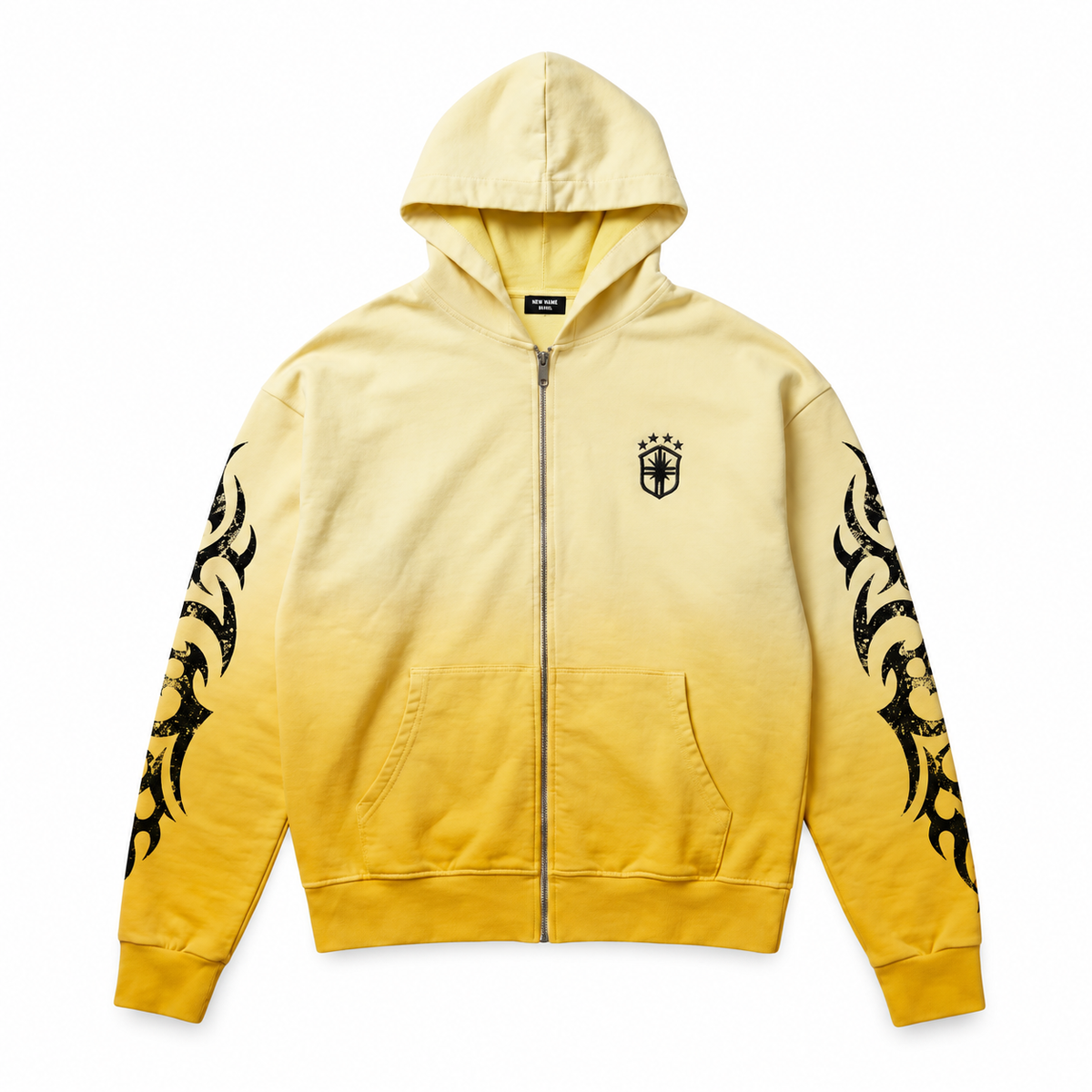 BRASIL ZIP UP sarı fermuarlı hoodie, beyaz arka plan